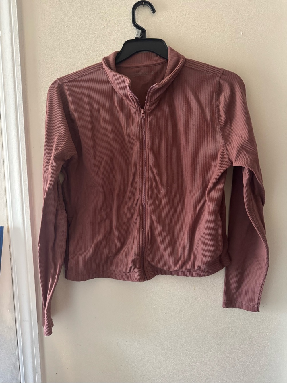 Abercrombie & Fitch Mauve Zip-Front Ribbed Jacket